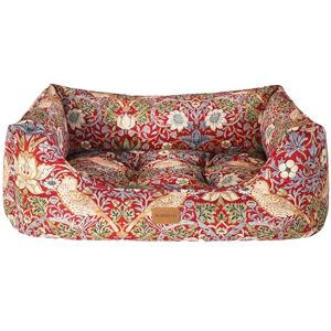 Rosewood x Morris & Co. Strawberry Thief Box Bed for Dogs, Medium Dog Bed, Burgundy, Padded Sides, Non-Slip Base, Washable, Luxury William Morris Print Rosewood x Morris & Co. Strawberry Thief Box Bed for Dogs, Medium Dog Bed, Burgundy, Padded Sides, Non-Slip Base, Washable, Luxury William Morris Print
