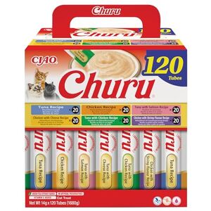 INABA Churu by Cat Treat Chicken & Tuna Variety Box 1 Pack (120 x 14g total) / Soft & Creamy Cat Treat, Delicious & Healthy Snack, Purée Food Topper, Natural, Grain Free INABA Churu by Cat Treat Chicken & Tuna Variety Box 1 Pack (120 x 14g total) / Soft & Creamy Cat Treat, Delicious & Healthy Snack, Purée Food Topper, Natural, Grain Free