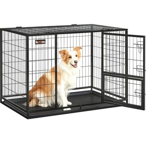 Feandrea Heavy-Duty Dog Crate, Dog Cage, 107 x 70 x 74.9 cm, for Large and Medium Dogs, Double Removable Door, Easy Cleaning, Pet Cage, XL, Black PPD001B01 Feandrea Heavy-Duty Dog Crate, Dog Cage, 107 x 70 x 74.9 cm, for Large and Medium Dogs, Double Removable Door, Easy Cleaning, Pet Cage, XL, Black PPD001B01