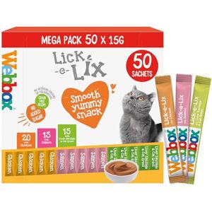 Webbox Lick-e-Lix Cat Treats Variety Mega Pack Kitten Friendly, Grain Free, No Artificial Preservatives or Colours (50 Pack) Webbox Lick-e-Lix Cat Treats Variety Mega Pack Kitten Friendly, Grain Free, No Artificial Preservatives or Colours (50 Pack)