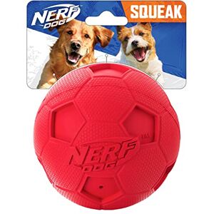 Nerf Dog Soccer Ball Dog Toy with Interactive Squeaker, Lightweight, Durable and Water Resistant, 4 Inches, for Medium/Large Breeds, Single Unit, Red Nerf Dog Soccer Ball Dog Toy with Interactive Squeaker, Lightweight, Durable and Water Resistant, 4 Inches, for Medium/Large Breeds, Single Unit, Red