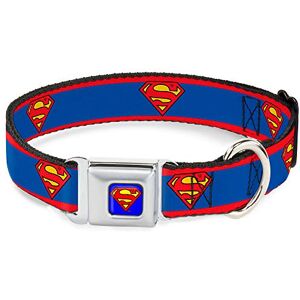 Buckle-Down Seatbelt Buckle Dog Collar Superman Shield/Stripe Red/Blue 1" Wide Fits 9-15" Neck Small Buckle-Down Seatbelt Buckle Dog Collar Superman Shield/Stripe Red/Blue 1" Wide Fits 9-15" Neck Small