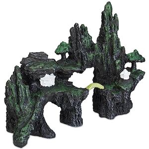Relaxdays Fish Tank Decor, Aquarium Ornament, Plastic, Boulder, Hide, HxWxD: 16.5x22x8cm, Reptile, Turtle, Black/Green, 100% polyresin, 16.5 x 22 x 8 cm Relaxdays Fish Tank Decor, Aquarium Ornament, Plastic, Boulder, Hide, HxWxD: 16.5x22x8cm, Reptile, Turtle, Black/Green, 100% polyresin, 16.5 x 22 x 8 cm