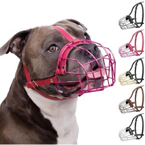 BRONZEDOG Pitbull Dog Muzzle Metal Mask Amstaff Wire Basket - Large Dog BRONZEDOG Pitbull Dog Muzzle Metal Mask Amstaff Wire Basket - Large Dog