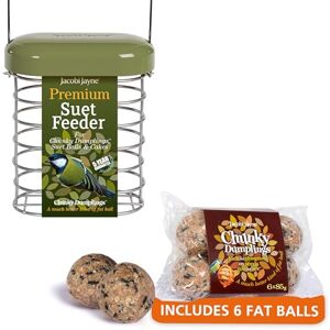 Jacobi Jayne Fat Ball Feeder ® Hanging Suet Ball Feeder with Fat Balls Holds up to 6 Suet Balls or 2 Suet Cakes Durable Metal Cage Design Squirrel Proof FatBall Feeders for Wild Birds (Green) Jacobi Jayne Fat Ball Feeder ® Hanging Suet Ball Feeder with Fat Balls Holds up to 6 Suet Balls or 2 Suet Cakes Durable Metal Cage Design Squirrel Proof FatBall Feeders for Wild Birds (Green)