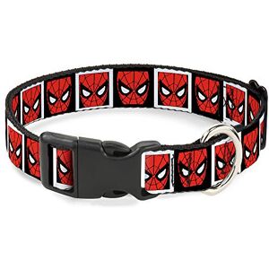 Buckle-Down Dog Collar Plastic Clip Spider Man Face Black White Blocks - Medium Buckle-Down Dog Collar Plastic Clip Spider Man Face Black White Blocks - Medium