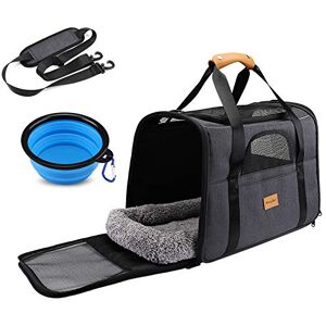morpilot Airline Approved Cat & Small Dog Carrier, Soft-Sided Foldable Pet Carrier for Travel with Removable Mat, Collapsible Bowl & Shoulder Strap, TSA Certified Lightweight Carrier, Grey morpilot Airline Approved Cat & Small Dog Carrier, Soft-Sided Foldable Pet Carrier for Travel with Removable Mat, Collapsible Bowl & Shoulder Strap, TSA Certified Lightweight Carrier, Grey