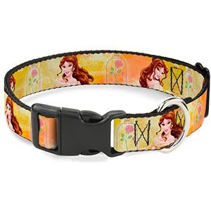Buckle-Down Plastic Clip Collar Belle Poses/Enchanted Rose/Story Script Yellow/Pinks 1/2" Wide Fits 6-9" Neck Small Buckle-Down Plastic Clip Collar Belle Poses/Enchanted Rose/Story Script Yellow/Pinks 1/2" Wide Fits 6-9" Neck Small