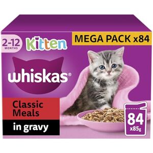 whiskas Junior Classic Selection in Gravy 84 Pouches, Wet Kitten and Cat Food, Selection of Beef, Lamb, Chicken and Poultry, Megapack (84 x 85 g) whiskas Junior Classic Selection in Gravy 84 Pouches, Wet Kitten and Cat Food, Selection of Beef, Lamb, Chicken and Poultry, Megapack (84 x 85 g)