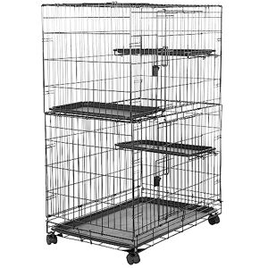 Amazon Basics 3-Tier Large Cat Playpen, Durable and Pliable cat Cage Box Crate Kennel, Black, 91 cm L x 56 cm W x 130 cm H Amazon Basics 3-Tier Large Cat Playpen, Durable and Pliable cat Cage Box Crate Kennel, Black, 91 cm L x 56 cm W x 130 cm H