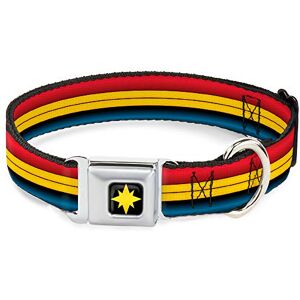 Buckle-Down Dog Collar Seatbelt Buckle Captain Marvel Stripe Red Gold Blue 9 to 15 Inches 1.0 Inch Wide Buckle-Down Dog Collar Seatbelt Buckle Captain Marvel Stripe Red Gold Blue 9 to 15 Inches 1.0 Inch Wide