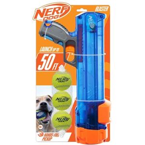 Nerf Dog Compact Tennis Ball Blaster Gift Set with 3 Balls, Great for Fetch, Hands-Free Reload, Launches up to 50 ft, Single Unit, Includes 3 Nerf Balls Nerf Dog Compact Tennis Ball Blaster Gift Set with 3 Balls, Great for Fetch, Hands-Free Reload, Launches up to 50 ft, Single Unit, Includes 3 Nerf Balls