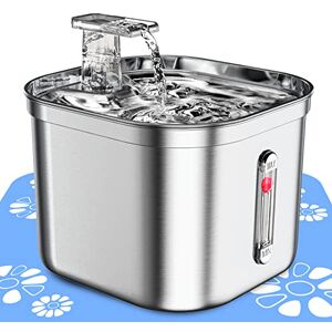 MISFANS Pet Water Fountain Stainless Steel,74oz/2.2L Automatic Water Dispenser with Water Level, Replacement Filter Kit and Silicone Mat Suitable for Cat, Dogs MISFANS Pet Water Fountain Stainless Steel,74oz/2.2L Automatic Water Dispenser with Water Level, Replacement Filter Kit and Silicone Mat Suitable for Cat, Dogs