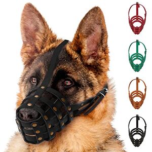 MUROM Leather Dog Muzzle German Shepherd Adjustable Breathable Doberman Dalmatian Setter Basket Medium Large Breeds Black Brown Red Green (Black, Medium) MUROM Leather Dog Muzzle German Shepherd Adjustable Breathable Doberman Dalmatian Setter Basket Medium Large Breeds Black Brown Red Green (Black, Medium)