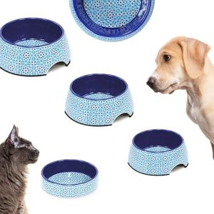 Record Mirage Bowl for Dogs Made of Melamine Equipped with Non-Slip Rubber Pads Dimensions: Diameter 17.5 cm Capacity 350 ml Geometric Pattern on Blue and Blue Tones Record Mirage Bowl for Dogs Made of Melamine Equipped with Non-Slip Rubber Pads Dimensions: Diameter 17.5 cm Capacity 350 ml Geometric Pattern on Blue and Blue Tones