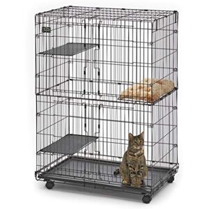 MidWest Homes for Pets Cat Playpen/Cat Cage Includes 3 Adjustable Resting Platforms, Removable Leak-Proof Pan, Easy 2-Door Top/Bottom Access & 4-locking Wheel Casters, Model 130, Black MidWest Homes for Pets Cat Playpen/Cat Cage Includes 3 Adjustable Resting Platforms, Removable Leak-Proof Pan, Easy 2-Door Top/Bottom Access & 4-locking Wheel Casters, Model 130, Black