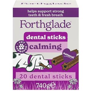 Forthglade Calming Dental Chews for Dogs, 20 Sticks, Dog Treats Infused with Calming Botanicals, Helps Freshen Breath, Remove Plaque & Tartar from Teeth, Hypoallergenic & Grain-Free, Resealable Bag Forthglade Calming Dental Chews for Dogs, 20 Sticks, Dog Treats Infused with Calming Botanicals, Helps Freshen Breath, Remove Plaque & Tartar from Teeth, Hypoallergenic & Grain-Free, Resealable Bag
