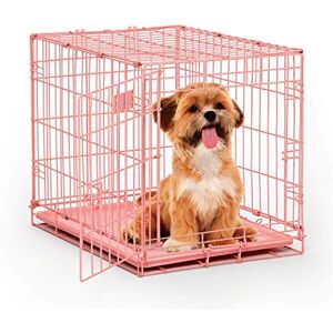 MidWest Homes for Pets 61 cm Pink Fashion iCrate Single Door Folding Dog Crate, Enhanced Security, Includes Leak-Proof Pan, Divider Panel, Handle, Rubber Feet MidWest Homes for Pets 61 cm Pink Fashion iCrate Single Door Folding Dog Crate, Enhanced Security, Includes Leak-Proof Pan, Divider Panel, Handle, Rubber Feet