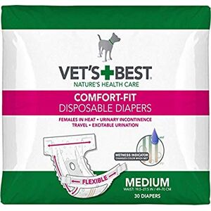 Vet's Best Vets Best Comfort Fit Dog Diapers Disposable Female Dog Diapers Absorbent with Leak Proof Fit Medium, 30 Count,White Vet's Best Vets Best Comfort Fit Dog Diapers Disposable Female Dog Diapers Absorbent with Leak Proof Fit Medium, 30 Count,White