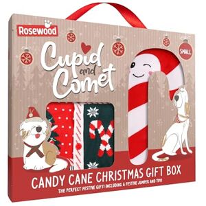 Rosewood Cupid & Comet Box for Dogs, Small – Festive Dog Jumper and Candy Cane Plush Toy, Holiday Dog Present, Christmas Outfit and Toy Set for Dogs, Fun for Pets Rosewood Cupid & Comet Box for Dogs, Small – Festive Dog Jumper and Candy Cane Plush Toy, Holiday Dog Present, Christmas Outfit and Toy Set for Dogs, Fun for Pets