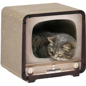 PawHut TV Shape Cat Scratching Board with Catnip, for Indoor Cats, Brown PawHut TV Shape Cat Scratching Board with Catnip, for Indoor Cats, Brown