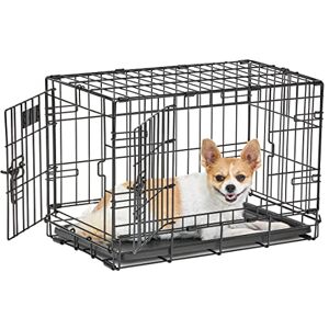 MidWest Homes for Pets Newly Enhanced Life Stages Double Door Small Folding Metal 57.2 cm (22-Inch) Long Dog Crate w/Divider Panel, Floor Protecting Feet, Leak-Proof Dog Pan, XS Dog, Black, 1622DD MidWest Homes for Pets Newly Enhanced Life Stages Double Door Small Folding Metal 57.2 cm (22-Inch) Long Dog Crate w/Divider Panel, Floor Protecting Feet, Leak-Proof Dog Pan, XS Dog, Black, 1622DD
