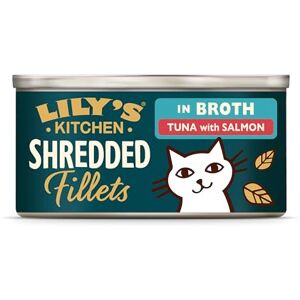 Lily's Kitchen Made with Natural Ingredients Shredded Fillets in Broth with Tuna and Salmon Adult Wet Cat Food Tins 24 x 70g Lily's Kitchen Made with Natural Ingredients Shredded Fillets in Broth with Tuna and Salmon Adult Wet Cat Food Tins 24 x 70g