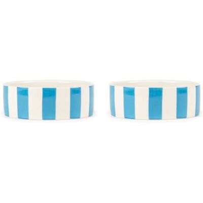 Scruffs Amalfi Striped 2 Piece Dog Bowl Food & Water Bowl Set Blue 13cm Scruffs Amalfi Striped 2 Piece Dog Bowl Food & Water Bowl Set Blue 13cm