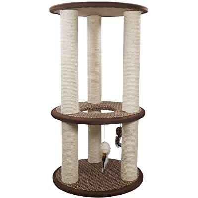 Rosewood Cinnamon Cat Scratching Tree, 81cm Tall Cat Tower with 6 Scratch Posts & 3 Levels, Ideal for Climbing & Play, Durable & Engaging for Multiple Cats Rosewood Cinnamon Cat Scratching Tree, 81cm Tall Cat Tower with 6 Scratch Posts & 3 Levels, Ideal for Climbing & Play, Durable & Engaging for Multiple Cats