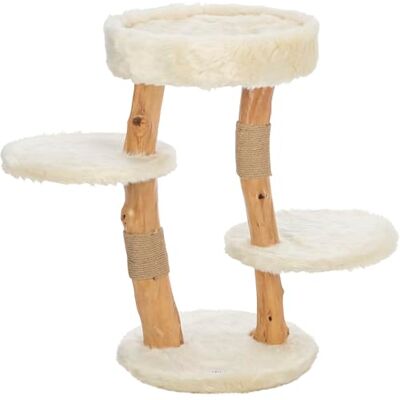 Trixie scratching post Santo 73 cm in cream, small cat tree on 2 levels with real birch wood trunks, cat house with scratching and sleeping area, cosy and stable, 44714 Trixie scratching post Santo 73 cm in cream, small cat tree on 2 levels with real birch wood trunks, cat house with scratching and sleeping area, cosy and stable, 44714