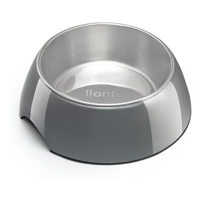 lionto Melamine Feeding Bowl with Non-Slip Base, Removable 940 ml Bowl Made of Robust & Odourless Stainless Steel, Easy to Clean, Ergonomic Design, for Dogs & Cats, Grey lionto Melamine Feeding Bowl with Non-Slip Base, Removable 940 ml Bowl Made of Robust & Odourless Stainless Steel, Easy to Clean, Ergonomic Design, for Dogs & Cats, Grey