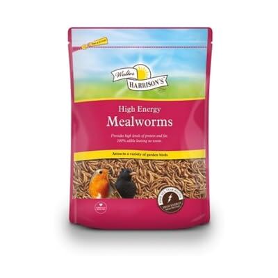 Walter Harrisons Harrisons High Energy Mealworms 500g Pouch High Protein & Fat, Nutritious Treat for Garden Birds, Convenient Pouch, Year-Round Feeding, Safe for Various Bird Species Walter Harrisons Harrisons High Energy Mealworms 500g Pouch High Protein & Fat, Nutritious Treat for Garden Birds, Convenient Pouch, Year-Round Feeding, Safe for Various Bird Species