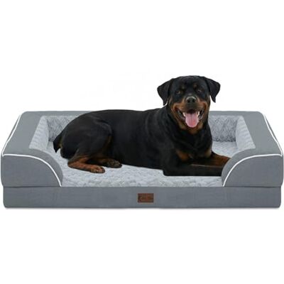 Casa Paw Orthopedic Dog Beds for Extra Large Sized Dogs 48x30 Inch, XL Waterproof Egg Crate Foam Dog Sofa Bed with Removable Washable Cover Big Pet Couch with Bolster & Non-Slip Bottom, Grey Casa Paw Orthopedic Dog Beds for Extra Large Sized Dogs 48x30 Inch, XL Waterproof Egg Crate Foam Dog Sofa Bed with Removable Washable Cover Big Pet Couch with Bolster & Non-Slip Bottom, Grey