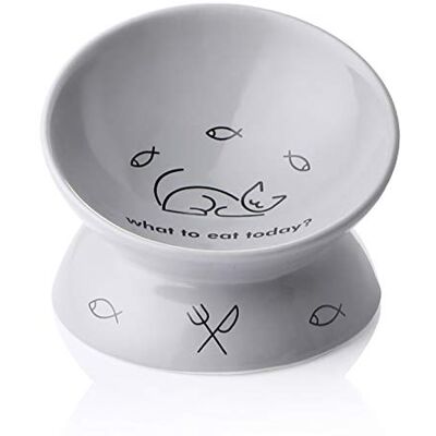 Sweejar Home Ceramic Raised Cat Bowls, Slanted Cat Dish Food or Water Bowls, Elevated Porcelain Pet Feeder Bowl Protect Cat's Spine, Stress Free, 140ml, Backflow Prevention (Gray) Sweejar Home Ceramic Raised Cat Bowls, Slanted Cat Dish Food or Water Bowls, Elevated Porcelain Pet Feeder Bowl Protect Cat's Spine, Stress Free, 140ml, Backflow Prevention (Gray)