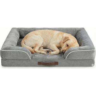 Codi Large Memory Foam Layer Dog Bed, Washable Orthopedic Dogs Beds Couch with Removable Zipper Cover, Waterproof Pet Sofa with U-Shape Bolster, Grey, 91x68x(7.5+8.9) cm Codi Large Memory Foam Layer Dog Bed, Washable Orthopedic Dogs Beds Couch with Removable Zipper Cover, Waterproof Pet Sofa with U-Shape Bolster, Grey, 91x68x(7.5+8.9) cm