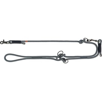 Trixie V-Leine Soft Rope, L-XL, 2 m/6 mm, black/grey, adjustable dog lead for large dogs, made of woven rope, 3-way adjustable length, 1985301 Trixie V-Leine Soft Rope, L-XL, 2 m/6 mm, black/grey, adjustable dog lead for large dogs, made of woven rope, 3-way adjustable length, 1985301