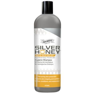 Absorbine Silver Honey Rapid Skin Relief Shampoo – Manuka Honey & MicroSilver BG® – Gentle, Fast-Acting Formula for Horses & Pets – Restores Skin Barrier, Soothes Sensitive Skin – 473 ml Absorbine Silver Honey Rapid Skin Relief Shampoo – Manuka Honey & MicroSilver BG® – Gentle, Fast-Acting Formula for Horses & Pets – Restores Skin Barrier, Soothes Sensitive Skin – 473 ml