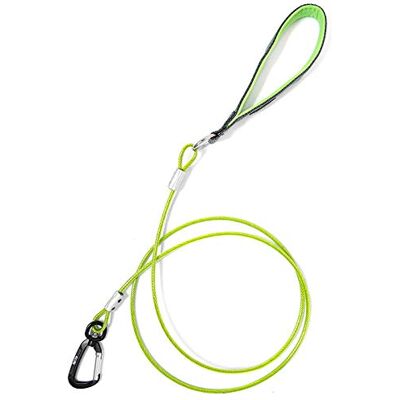 Mighty Paw Chew Proof Dog Lead 1.8m / 6ft Metal Cable Leash, Non Chewable Braided Steel Cord with Padded Handle. Bite Resistant, Great for Small, Medium and Large Pets, and Teething Puppies (Green) Mighty Paw Chew Proof Dog Lead 1.8m / 6ft Metal Cable Leash, Non Chewable Braided Steel Cord with Padded Handle. Bite Resistant, Great for Small, Medium and Large Pets, and Teething Puppies (Green)