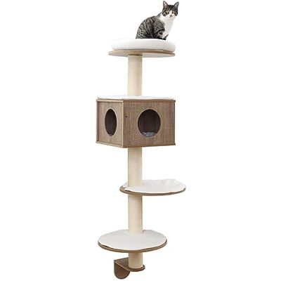 Kerbl Pet Dinari Wall-Mounted Scratching Post 45 x 45 x 177 cm Brown/White for Katze Kerbl Pet Dinari Wall-Mounted Scratching Post 45 x 45 x 177 cm Brown/White for Katze