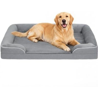 PawHut Memory Foam Dog Bed Sofa, Grey, 112 x 80 x 16.5 cm Washable Orthopedic Dog Bed Couch, Removable Flannel Cover, 3-Sided Pet Pillow, U-Shape Bolster, Non-Slip Bottom PawHut Memory Foam Dog Bed Sofa, Grey, 112 x 80 x 16.5 cm Washable Orthopedic Dog Bed Couch, Removable Flannel Cover, 3-Sided Pet Pillow, U-Shape Bolster, Non-Slip Bottom