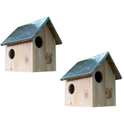 Selections Wooden Squirrel Nest Box Habitat With Metal Roof Set of 2 Selections Wooden Squirrel Nest Box Habitat With Metal Roof Set of 2