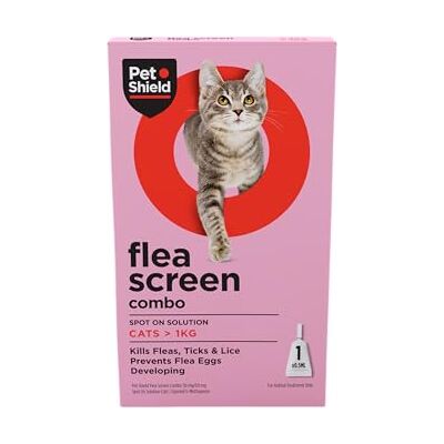 Pet Shield Flea Treatment for Cats 1kg+, Kills Fleas, Ticks, Eggs, 1 Pip Spot-On Treatment Kills fleas in 24hrs, Provides up to 8 weeks protection, 1 pipette Pet Shield Flea Treatment for Cats 1kg+, Kills Fleas, Ticks, Eggs, 1 Pip Spot-On Treatment Kills fleas in 24hrs, Provides up to 8 weeks protection, 1 pipette