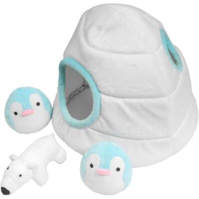 Pet Brands Hide & Seek Dog Toys for Boredom, Festive Igloo Interactive Plush Puzzle Brain Training Dog IQ Toy with 3 Squeak Toys Pet Brands Hide & Seek Dog Toys for Boredom, Festive Igloo Interactive Plush Puzzle Brain Training Dog IQ Toy with 3 Squeak Toys