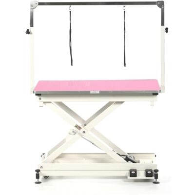 Pedigroom professional electric dog pet grooming table with H frame bar pink Pedigroom professional electric dog pet grooming table with H frame bar pink