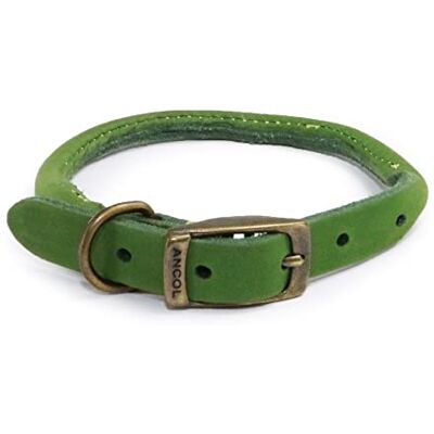 Ancol Timberwolf Round Leather Collar Green 45-54cm Size 6 Ancol Timberwolf Round Leather Collar Green 45-54cm Size 6
