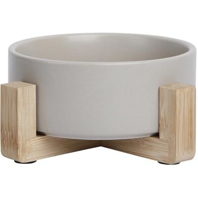 JACK AND VANILLA , Bon Appetit Elegant Ceramic Bowl with Bamboo Stand, 1800 ml Capacity, Modern and Sophisticated Design, Ideal for Dogs and Cats, Grey JACK AND VANILLA , Bon Appetit Elegant Ceramic Bowl with Bamboo Stand, 1800 ml Capacity, Modern and Sophisticated Design, Ideal for Dogs and Cats, Grey