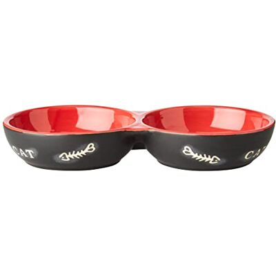 Nobby cats ceramic double bowl, 22.0 cm Nobby cats ceramic double bowl, 22.0 cm