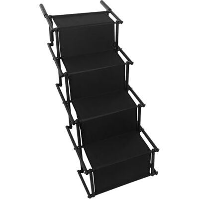 CUSANSK 4-Step Foldable Pet Stair Ramp for Cars & SUVs, Heavy Duty 80kg Dog Steps with Non-Slip Surface, Portable Folding Dog Ladder for Large Medium Small Pets, Black CUSANSK 4-Step Foldable Pet Stair Ramp for Cars & SUVs, Heavy Duty 80kg Dog Steps with Non-Slip Surface, Portable Folding Dog Ladder for Large Medium Small Pets, Black