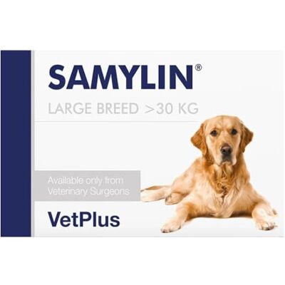 VetPlus SAMYLIN Liver Health Support Tablets 30 Tables for Large Breed Dogs >30kg Help Maintain Liver Function VetPlus SAMYLIN Liver Health Support Tablets 30 Tables for Large Breed Dogs >30kg Help Maintain Liver Function