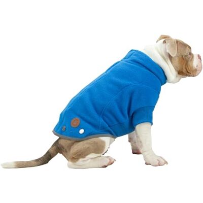 Ancol Dog Polar Fleece in Blue Snug Fit Pet Jumper with Hook and Loop Tab, Ribbed Sleeves and Chest Reflective Edging Puppy Apparel S Ancol Dog Polar Fleece in Blue Snug Fit Pet Jumper with Hook and Loop Tab, Ribbed Sleeves and Chest Reflective Edging Puppy Apparel S